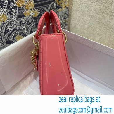 Lady Dior Micro Bag in Patent Cannage Calfskin Pink 2021 - Click Image to Close