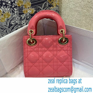 Lady Dior Micro Bag in Patent Cannage Calfskin Pink 2021 - Click Image to Close