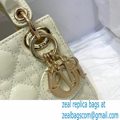 Lady Dior Micro Bag in Patent Cannage Calfskin White 2021