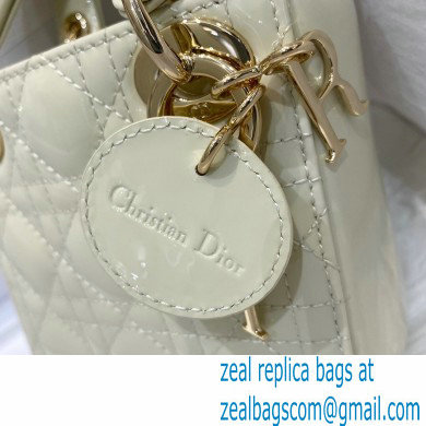 Lady Dior Micro Bag in Patent Cannage Calfskin White 2021