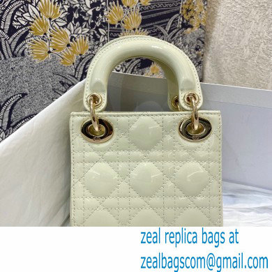 Lady Dior Micro Bag in Patent Cannage Calfskin White 2021 - Click Image to Close