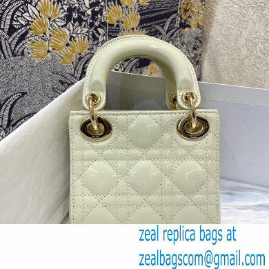 Lady Dior Micro Bag in Patent Cannage Calfskin White 2021