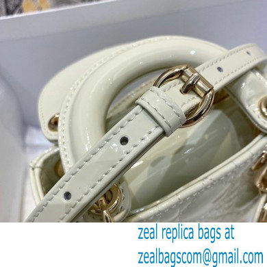 Lady Dior Micro Bag in Patent Cannage Calfskin White 2021