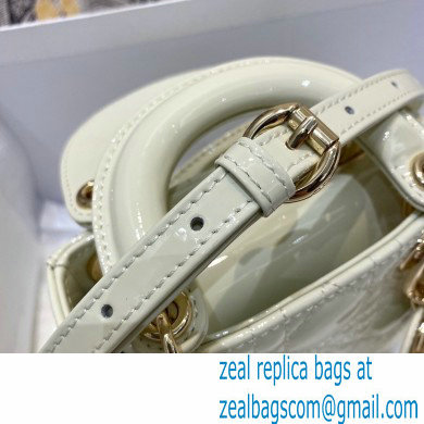 Lady Dior Micro Bag in Patent Cannage Calfskin White 2021 - Click Image to Close