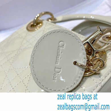 Lady Dior Mini Bag in Patent Cannage Calfskin White 2021