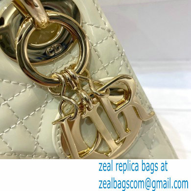 Lady Dior Mini Bag in Patent Cannage Calfskin White 2021 - Click Image to Close