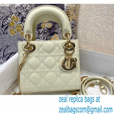 Lady Dior Mini Bag in Patent Cannage Calfskin White 2021