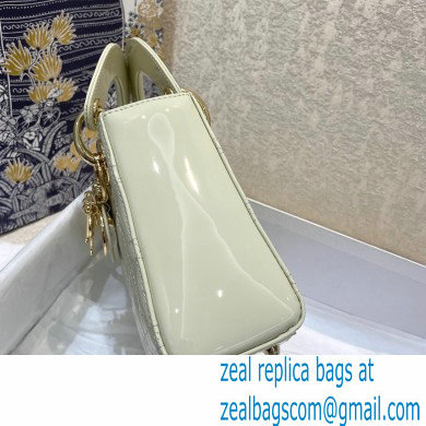 Lady Dior Mini Bag in Patent Cannage Calfskin White 2021