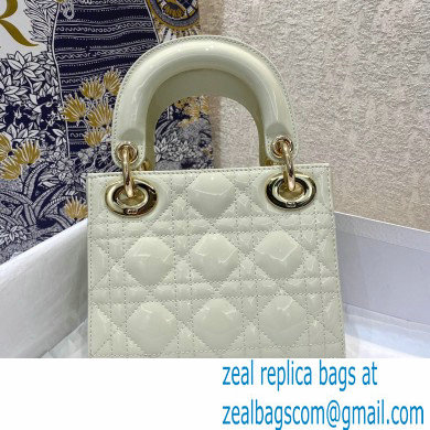 Lady Dior Mini Bag in Patent Cannage Calfskin White 2021