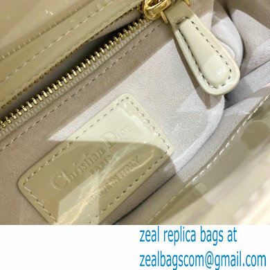 Lady Dior Mini Bag in Patent Cannage Calfskin White 2021