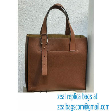 Loewe Buckle Tote Bag in Soft Grained Calfskin Brown - Click Image to Close