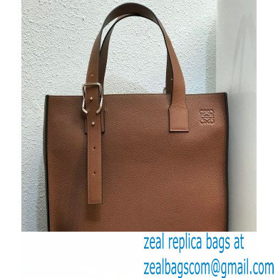 Loewe Buckle Tote Bag in Soft Grained Calfskin Brown