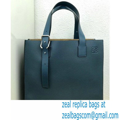 Loewe Buckle Tote Bag in Soft Grained Calfskin Ocean Blue