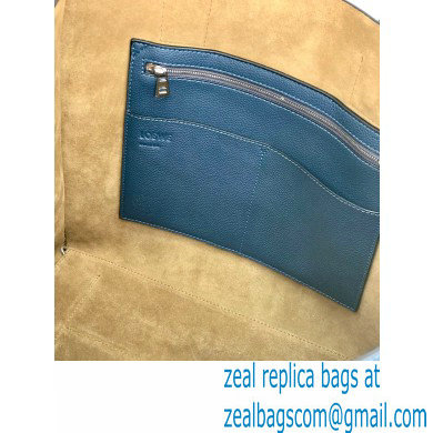Loewe Buckle Tote Bag in Soft Grained Calfskin Ocean Blue