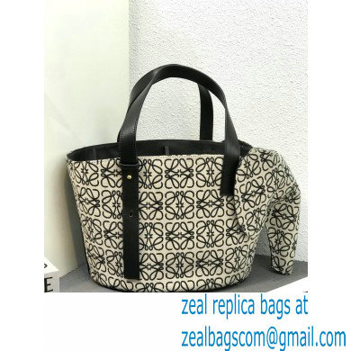 Loewe Elephant Basket Bag in Anagram Jacquard and Calfskin