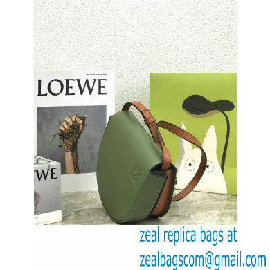 Loewe Heel Duo Bag in Soft Natural Calfskin Green/Brown