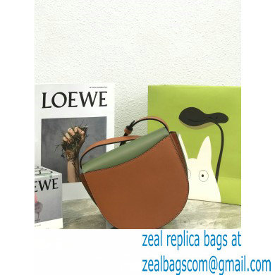 Loewe Heel Duo Bag in Soft Natural Calfskin Green/Brown