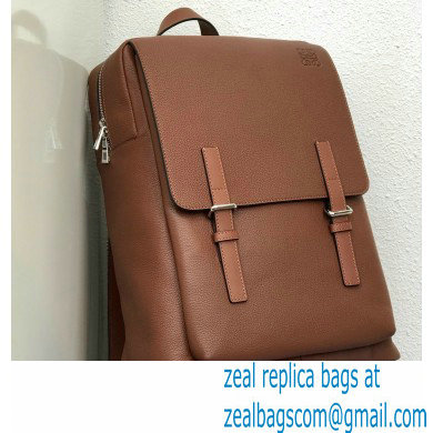 Loewe Military Backpack Bag in Soft Grained Calfskin Brown