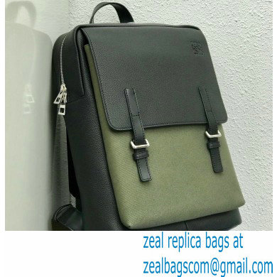 Loewe Military Backpack Bag in Soft Grained Calfskin Dark Green