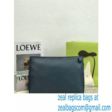 Loewe T Pouch Bag in Grained Calfskin Ocean Blue