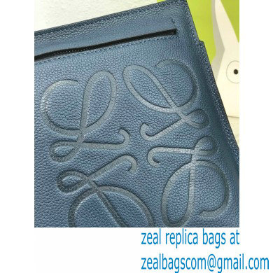 Loewe T Pouch Bag in Grained Calfskin Ocean Blue