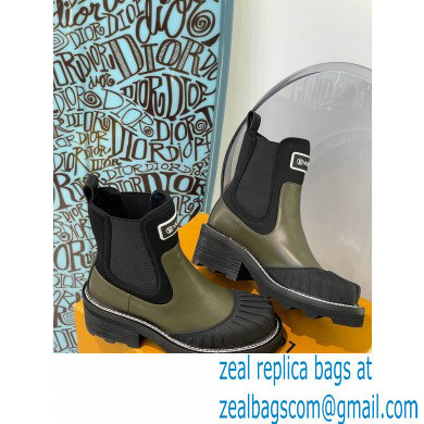 Louis Vuitton Heel 9.5cm Lv Beaubourg Ankle Boots Black/Kaki Green 2021 - Click Image to Close