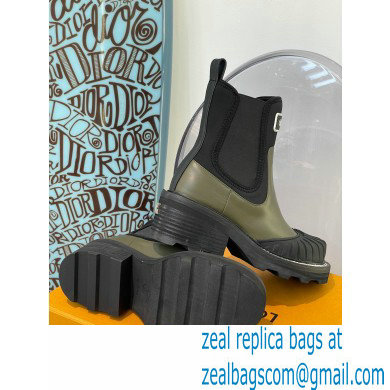 Louis Vuitton Heel 9.5cm Lv Beaubourg Ankle Boots Black/Kaki Green 2021 - Click Image to Close