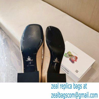 Prada Heel 5cm Triangle Logo Patent Leather Pumps Beige 2021