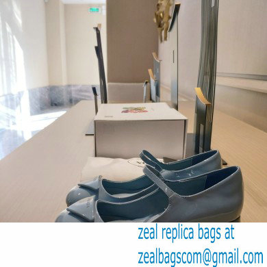 Prada Heel 5cm Triangle Logo Patent Leather Pumps Light Blue 2021