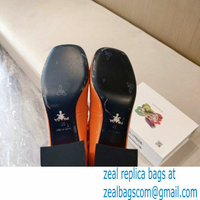 Prada Heel 5cm Triangle Logo Patent Leather Pumps Orange 2021