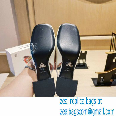 Prada Heel 5cm Triangle Logo Patent Leather Sling-back Pumps White 2021