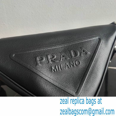 Prada Leather Triangle Shoulder Bag 1BH190 Black 2021 - Click Image to Close