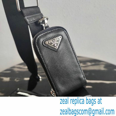 Prada Leather Triangle Shoulder Bag 1BH190 Black 2021 - Click Image to Close