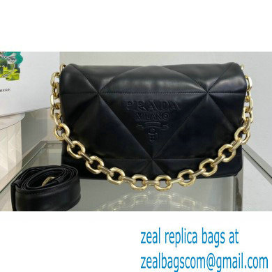Prada Padded Nappa Leather Shoulder Bag 1BD306 Black 2021