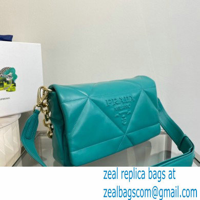 Prada Padded Nappa Leather Shoulder Bag 1BD306 Peacock Blue 2021 - Click Image to Close