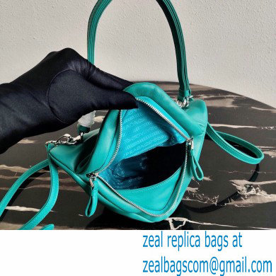 Prada Padded Nappa Leather Triangle Handbag 1BA315 Peacock Blue 2021 - Click Image to Close