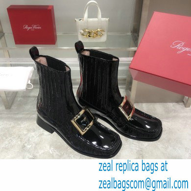 ROGER VIVIER Preppy Viv' patent leather Chelsea boots black