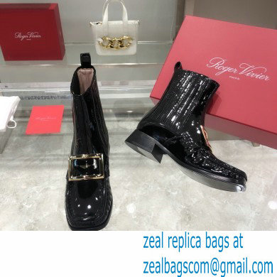 ROGER VIVIER Preppy Viv' patent leather Chelsea boots black