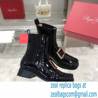 ROGER VIVIER Preppy Viv' patent leather Chelsea boots black