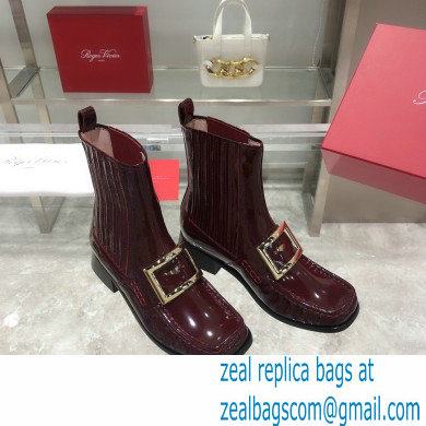 ROGER VIVIER Preppy Viv' patent leather Chelsea boots burgundy - Click Image to Close