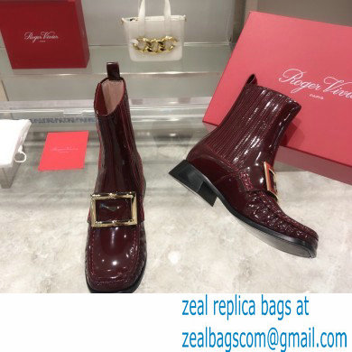 ROGER VIVIER Preppy Viv' patent leather Chelsea boots burgundy - Click Image to Close