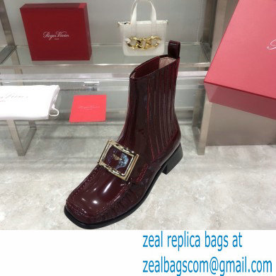 ROGER VIVIER Preppy Viv' patent leather Chelsea boots burgundy - Click Image to Close