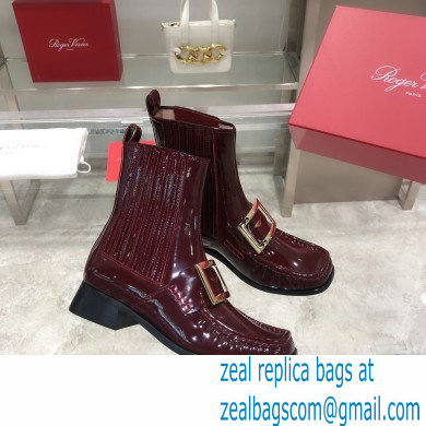 ROGER VIVIER Preppy Viv' patent leather Chelsea boots burgundy - Click Image to Close