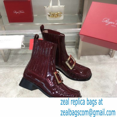 ROGER VIVIER Preppy Viv' patent leather Chelsea boots burgundy