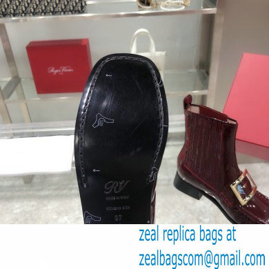 ROGER VIVIER Preppy Viv' patent leather Chelsea boots burgundy - Click Image to Close