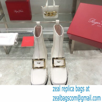 ROGER VIVIER Preppy Viv' patent leather Chelsea boots white