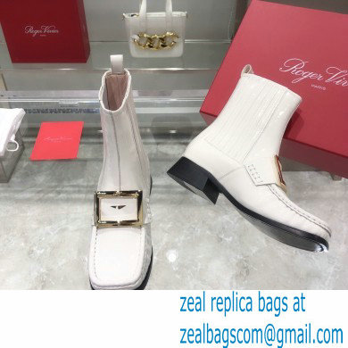 ROGER VIVIER Preppy Viv' patent leather Chelsea boots white