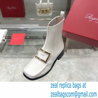 ROGER VIVIER Preppy Viv' patent leather Chelsea boots white