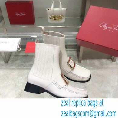 ROGER VIVIER Preppy Viv' patent leather Chelsea boots white - Click Image to Close