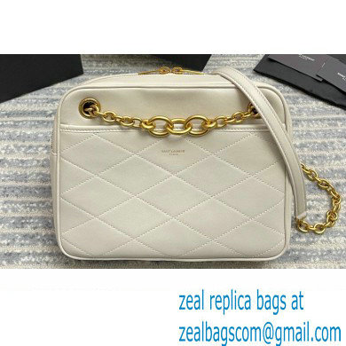 Saint Laurent Le Maillon Small Chain Bag in Quilted Lambskin 669308 White - Click Image to Close